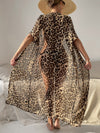Leopard Chiffon Detachable Belt Kimono
