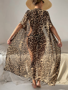  Leopard Chiffon Detachable Belt Kimono