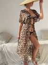 Leopard Chiffon Detachable Belt Kimono