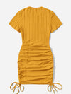 Plus Drawstring Side Rib knit Bodycon Dress