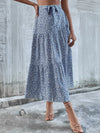 Ditsy Floral Tie Waist Ruffle Hem Skirt