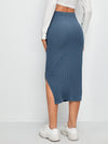 Slit Hem Rib knit Pencil Skirt