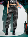ROMWE Plaid Dual Pocket Pants With Chain