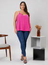 Plus Solid Scallop Trim Cami Top