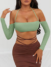 Off Shoulder Halter Crop Top