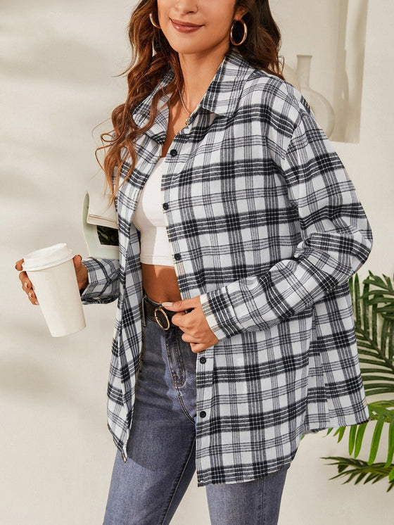 Plaid Print Drop Shoulder Shirt