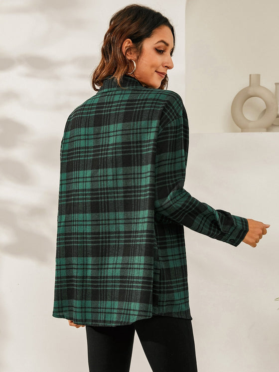 Plaid Print Drop Shoulder Shirt