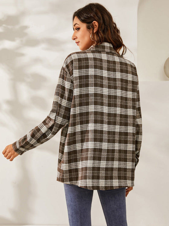 Plaid Print Drop Shoulder Shirt