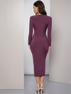 Plunging Neck Ruched Waist Bodycon Dress