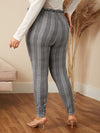Plus Plaid Print Paperbag Waist Knot Front Skinny Pants