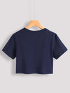 Letter and Number Print Crop Top