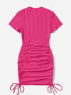 Plus Drawstring Side Rib knit Bodycon Dress