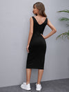Rib knit Solid Tank Dress