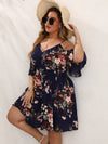 Plus Floral Print Cold Shoulder Dress
