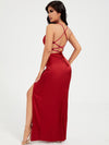 BAE Crisscross Tied Backless Split Thigh Dress