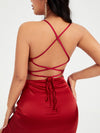 BAE Crisscross Tied Backless Split Thigh Dress