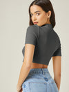 BASICS Mock Neck Rib knit Crop Top
