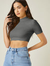 BASICS Mock Neck Rib knit Crop Top