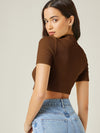 BASICS Mock Neck Rib knit Crop Top