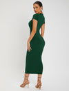 SXY Solid Round Neck Bodycon Dress