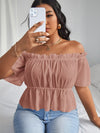 Plus Solid Ruffle Bardot Blouse