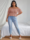 Plus Solid Ruffle Bardot Blouse