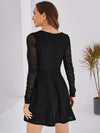 Sheer Mesh Sleeve High Waist Dress