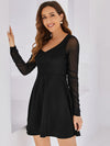 Sheer Mesh Sleeve High Waist Dress