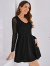 Sheer Mesh Sleeve High Waist Dress