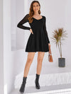Sheer Mesh Sleeve High Waist Dress