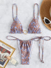 Paisley Print Triangle Thong Bikini Swimsuit