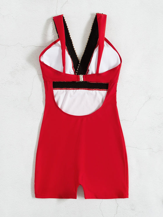 Contrast Trim One Piece Swimsuit