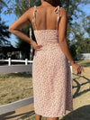 Ditsy Floral Knot Straps Split Thigh Cami Dress