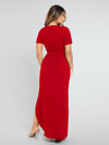 Plunging Neck Split Thigh Dress