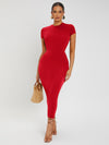SXY Solid Round Neck Bodycon Dress