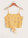Tie Hem Butterfly Print Cami Crop Top