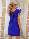Ruffle Sleeve Tie Back Tunic Dress