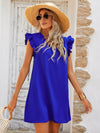 Ruffle Sleeve Tie Back Tunic Dress