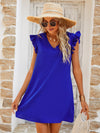 Ruffle Sleeve Tie Back Tunic Dress