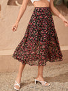 High Waist Allover Floral Print Skirt