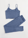 Lettuce Edge Waffle Knit Cami Top Leggings Set