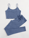 Lettuce Edge Waffle Knit Cami Top Leggings Set