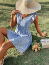 Ditsy Floral Backless Knot Ruffle Trim Dress