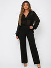 Knot Sheer Drop Shoulder Chiffon Shirt
