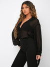 Knot Sheer Drop Shoulder Chiffon Shirt