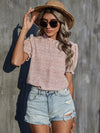 Frill Trim Leopard Print Puff Sleeve Top