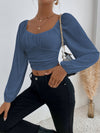 Sweetheart Neck Lantern Sleeve Crop Top