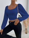 Sweetheart Neck Lantern Sleeve Crop Top