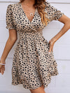 Dalmatian Print Shirred Waist Layered Hem Dress