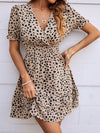 Dalmatian Print Shirred Waist Layered Hem Dress